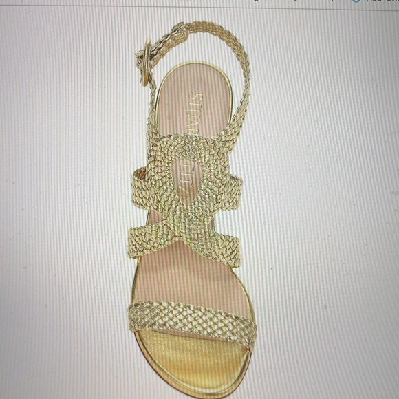 Stuart Weizmann Vicky Metallic Leather Sandals Gold - Picture 3 of 13